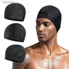 Simning CAPS Kvinnor Män spandex Simning Cap Black Lightning Shark Skin Letters Print Water Caps Bathing Hat Swim Pool Accessoarer för vuxnaL240125