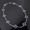 Designer Van cl-ap High version Fanjia Four Leaf Grass ins Necklace Bracelet 2024 New Peter Stone Set