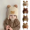 Beanie/Skull Caps vinter baby beanie cap tecknad björn öronskydd stickad hatt för småbarn pojkar flickor söta koreanska varma barn virkade hattar gorros 240125