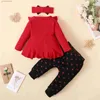 3 pezzi bambino neonata copre set bowknot rosso top amore pantaloni stampati abiti casual per neonati vestiti per neonati 3M 6M 12M