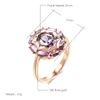 Cluster Rings Kinel Unusual Sparkling Oval Purple Natural Zircon For Women Luxury 585 Rose Gold Color Party Daily Fine Jewelry 2024