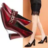 Dress Shoes Women's Summer British Style Small Leather Work High Heels Women Fashion Pointed Thick Heeled Pumps