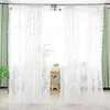 Curtain Pastoral Style Window Mosquito For Bathroom Door Bedroom Hollow Tulle White Flower Pattern Curtains Home Textile