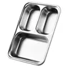 Dinnerware Sets Stainless Steel Dinner Plate Snack Portion Household Divided Rectangle Travel Sauce Dish Plates