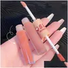 Lip Gloss Double-Headed Matte Mirror Set Lipstick Waterproof Not Stick Cup Lasting Silky Glaze Tint Age Reduction Drop Delivery Heal Otoxa