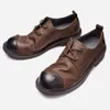 Hanamde – chaussures Derby décontractées en cuir de vache véritable pour hommes, nouveau Style de mode britannique de styliste, 2023