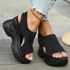 Sandali di lavoro a maglia tacchi alti scarpe sportive con plateau da donna estate 2024 zeppe moda pantofole peep toe pompe da passeggio mujer diapositive