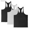 Tanktops voor heren 3 stuks 100% katoen Tanktops voor heren GYM Kleding met O-hals Betaalbaar mouwloos shirt voor bodybuilding Comfortabel Y-rug FitnessL240124