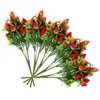 Decorative Flowers 5 Pcs Simulated Strawberry Artificial Stem Branches Home Decor Strawberries Fruit Stems Bouquets Faux