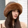 Berets Plush Domed Hat Winter Fisherman Thick Short Brim Windproof Sunshade Stylish Lady Cap For Warmth Fashion Cozy