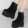 Sapatos de vestido de inverno cunhas botas de neve mulheres couro genuíno salto alto plataforma bombas femininas alta superior redondo toe moda tênis casuais sapatos