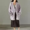 Design de nicho de malha feminina elegante casaco de malha cardigan alpaca