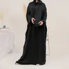 Etniska kläder Fashion Eid hoodie Abaya klänning bifogad hijab islamiska dubai blygsamma klänningar muslimska kvinnor jilbab abayas