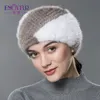 ENJOYFUR hiver fourrure bandeaux pour femmes tricoté naturel vison fourrure tête plus chaud femmes fourrure chapeaux mode fourrure foulards 240122