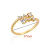 Klusterringar Tiny Double Zircon för kvinnor Rostfritt stål Guldpläterad öppningsring Korean Fashion Wedding Party Jewerly