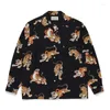 Men's T Shirts 23SS High Quality 1:1 WACKO MARIA Hawaiian Long Sleeve Shirt Men Women Full Of Tiger Print Casual Fashion