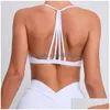 Yoga Outfit Minimal Sports Bra Backless Removable Women Athletic Bralettes Padded Criss Cross Under Wear Strappy Gym Crop Top Tank D Dhjci