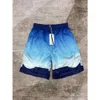 24ss Kazablanka Yeni Erkekler Tasarımcı İpek Gündelik Kısa Gradyan Baskı Seti Moda Markası Yaz Elastik Drawstring Hawaii Plajı Pantolon UNISEX KAZABLANC T-SHIRT TREND TOPS