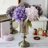 Flores decorativas 1 ramo flor falsa com 3 folhas não murchar falso pano de seda artificial hortênsia buquê de casamento acessórios decoração de casa