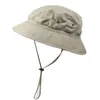 Berets Camouflage Boonie Bucket Hat With Chin String Outdoor Travel Fishing Sun Cap