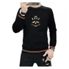 2021 Autumn and Winter New Long Sleeve Spot Cotton Casual Thin Round Neck Sweater Youth Brodery Sequin Men's Fashion