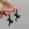 Stud Black Cat Pink Heart Strass Bow Drop Boucles d'oreilles pour femmes Sweet Creative Fun Y2k Esthétique Dangle Boucles d'oreilles 2023 Tendance Bijoux Q240125