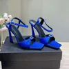 Sommar Slim High-Heeled Gippy Strappy Sandals Satin Ankle Band Purple Dress Shoes Narta Word Band Women's High-Heeled Shoes Transport