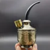 5,3 Zoll Wasserfilterpfeife Tragbare Mini Shisha Shisha Metall Gold Rauchpfeifen Geschenke Bong