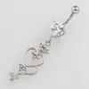 Navel Bell Button Rings Women Fashion Crystal Heart Navel Belly Button Ring Shinying Love Heart Decor Piercing Jewelry Accessories YQ240125