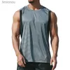 Canotte da uomo Novità da uomo Canotta da corsa T-shirt da allenamento in poliestere Quick Dry Canotte sportive da uomo T-shirt allentate solide Canotta da bodybuilding M-XXXLL240124