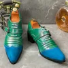 Designer de luxe hommes vert bleu Patchwork en cuir verni chaussures de conduite décontractées robe de mariée formelle retour moine sangle mocassins