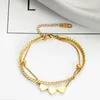 Link Bracelets Luxury Sweet Titanium Steel Fairy Elegant Hip-Hop Korean Style Bracelet Women Fashion Jewelry Double Layer