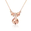 Pendanthalsband Temperament 925 Sterling Silver Bow Christmas Bell Necklace Rose Gold Lock Bone Chain Women's Valentine's Day Jewelry Giftl24