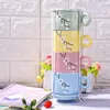 Tazze da caffè in ceramica, set di 4 tazze impilabili con supporto dai colori vivaci e salvaspazio per il tè Latte Moka