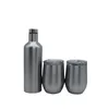 3 pièces/lot paquet cadeau ensemble de verre bouteille de vin rouge en acier inoxydable avec coquetiers verres isolés en plein air or Rose noir blanc sarcelle FMT2141