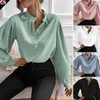 Chemisier Femme 2024 automne élégant solide col montant à manches longues simple boutonnage ample Blouse hauts Femme Blusas