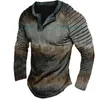 Men's Hoodies 2024 Spring Print Tee T Shirt Streetwear Long Sleeve Crew Neck Sweatshirt Men Clothing Fashion Button-up Vintage Pullover