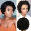 Deep curly Pixie cut lace front Brazilian hair wig with pre inserted adhesive free 13x1 short Bob front wig suitable for women to wear 230125