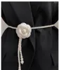 Belts Fashion Pearl Big Rose Flower Tassel Chain For Women Luxury Design Dress Accessories