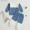 Conjuntos de roupas Lioraitiin 0-3years bebê menino 2 pcs calças de outono conjunto contraste cor manga longa tripulação pescoço moletom moletom roupas