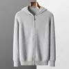 Men's Jackets Men's Hooded Cardigan Autumn and Winter Thickened Knit Large-size Jacket 100% Merino Wool Casual Long Sleeved Sportswear Coat J240125