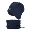 Bonnet/Crâne Casquettes Hiver Hommes Balaclava Bonnets Snood Ensembles Polaire Casquette Chaude Casual Sports De Plein Air Cache-Cou Épaissir Doux Noir Écharpe Chapeau pour Les Femmes 240125