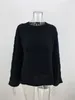 Women's Sweaters Black Beige Sexy Knitted O Neck Sweater Loose Oversize Women Pullover Flare Sleeve Thin Autumn Knitwear