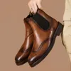 Retro British Style Mens Boots Platform أصلي مصمم مصنوع يدويًا يدويًا