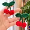 Hair Accessories Cute Sweet Crocheted Cherry Hairpins Children Girls Knitted Fruits Clip Tie Women Elastic Bands