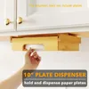 Kitchen Storage 10-Inch Paper Plate Dispenser Under Cabinet Bamboo Plates Holder Counter Vertical