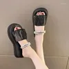 Pantofole Glitter Slides House Platform Med On A Wedge Scarpe da donna estive Muli con tacco Fashion Jelly High Luxury Roma Tessuto Cr