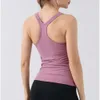 Lu-44 Haut de yoga pour femmes, débardeur court sans manches avec soutien-gorge rembourré, coupe cintrée, gilet d'entraînement, de course, de Sport athlétique, solide, exercice de Fitness Gy 34