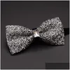 Bow Ties Nowy projektant mody Mens Diamond Bow Ties Wedding Party Formal Suit Double Fabric Bowtie Business Butterfly Drop de dhaht