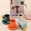 Mokken Luxe mok en verguld rond handvat Creatieve keramische koffiekopset Liefhebbers Espresso Cadeau